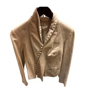 ▪️sold▪️vintage nina ricci asymmetrical small button beige cream leather jacket